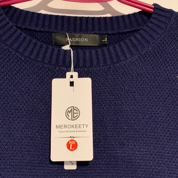 MEROKEETY, Knitted, Crew Neck, Sweater. - Picture 4 of 9